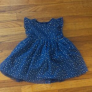 Popatu Navy Dress with Gold Star Print